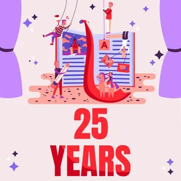 Text caption presenting 25 Years. Business idea Remembering or honoring special Illustrazione stock