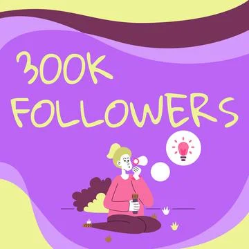 Text caption presenting 300K Followers. Business showcase number of individuals Ilustración de archivo