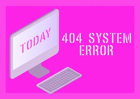 Text caption presenting 404 System Errormessage appears when website is down and イラスト素材