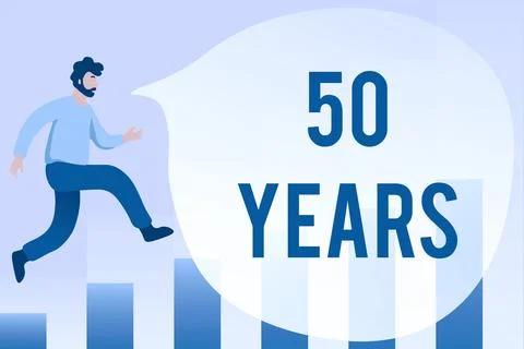 Text caption presenting 50 Years. Internet Concept Honoring Ruby Jubilee Stock Illustration