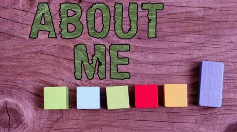 Text caption presenting About Me. Business showcase telling someone list of your Stockfoto's