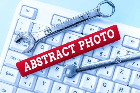 Text caption presenting Abstract photo. Internet Concept nonobjective motif that Foto stock