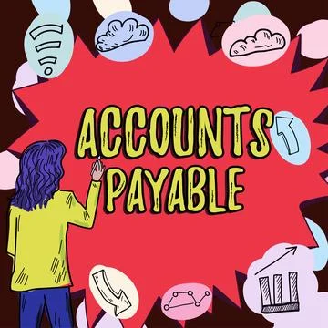 Text caption presenting Accounts Payable. Concept meaning money owed by a Stock Illustration