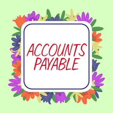 Text caption presenting Accounts Payable. Word Written on money owed by a Stock Illustration