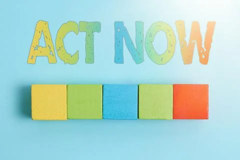 Text caption presenting Act Now. Concept meaning do not hesitate and start Stock Photos