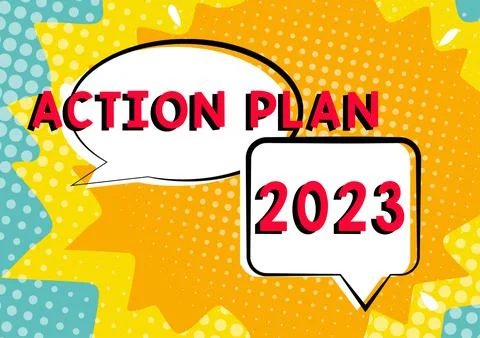 Text caption presenting Action Plan 2023to do list contain number of things be Illustration