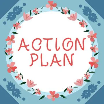 Text caption presenting Action Plan. Business concept list of things or schedule Stock Illustration