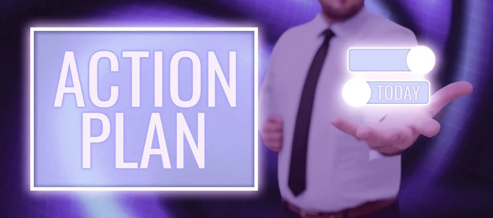 Text caption presenting Action Plan. Word for list of things or schedule to be 写真素材