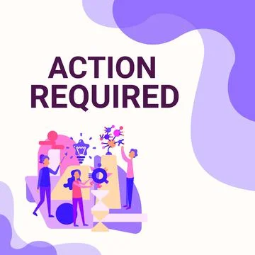 Text caption presenting Action Required. Business concept Regard an action from Stock Illustration