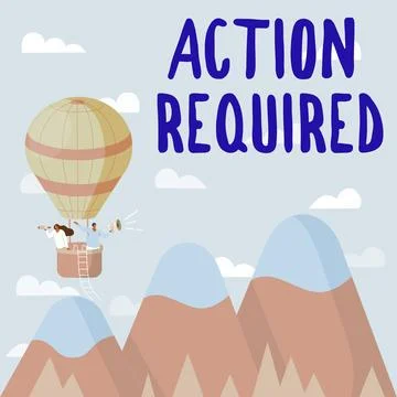 Text caption presenting Action Required. Business concept Regard an action from Stock Illustration