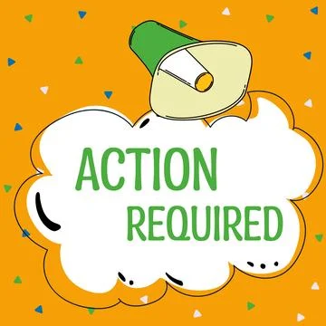 Text caption presenting Action Required. Word for Regard an action from someone Stock Illustration
