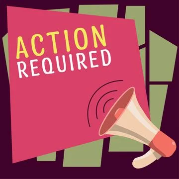 Text caption presenting Action Required. Conceptual photo Regard an action from Stock Illustration