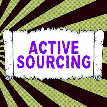 Text caption presenting Active Sourcing. Internet Concept search for potential Illustrazione stock