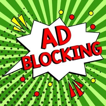 Text caption presenting Ad Blocking. Business showcase program that will remove Stock Illustration