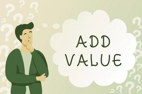 Text caption presenting Add Value. Word for an improvement or addition to 스톡 일러스트