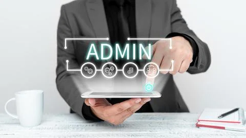 Text caption presenting Admin. Concept meaning Officials in executive branch of Stock Photos