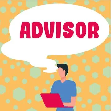 Text caption presenting Advisor. Business showcase Give advice recommendation Stock Illustration