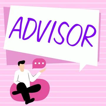 Text caption presenting Advisor. Business showcase Give advice recommendation Stock Illustration