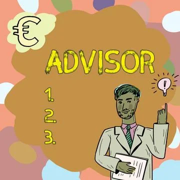 Text caption presenting Advisor. Internet Concept Give advice recommendation Stock Illustration