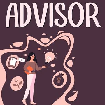 Text caption presenting Advisor. Internet Concept Give advice recommendation Stock Illustration