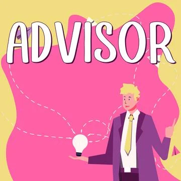 Text caption presenting Advisor. Word Written on Give advice recommendation Stock Illustration