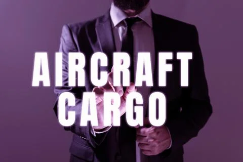 Text caption presenting Aircraft Cargo. Word for Asking for inquiry Stock Photos