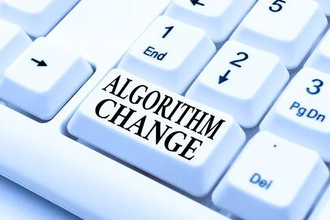 Text caption presenting Algorithm Change. Concept meaning change in procedure 스톡 사진