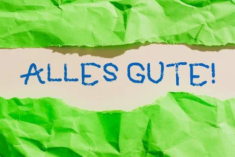 Text caption presenting Alles Gute. Word Written on german translation all the Stock Photos