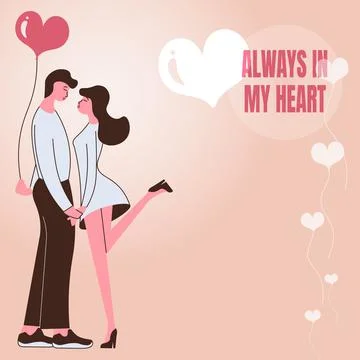 Text caption presenting ALWAYS IN MY HEART. Word Written on Love affair Stock Illustration