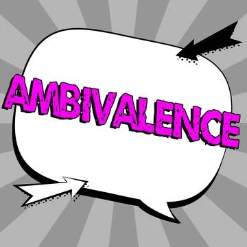 Text caption presenting Ambivalence. Business idea attitudes or feelings Stock Illustration