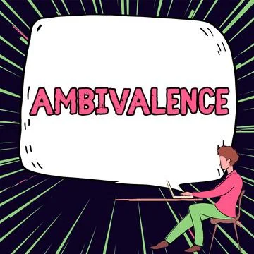 Text caption presenting Ambivalence. Concept meaning attitudes or feelings Stock Illustration