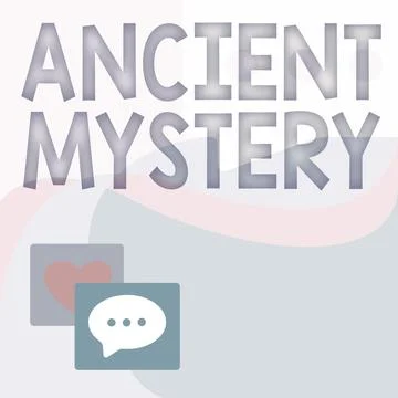 Text caption presenting Ancient Mystery. Concept meaning anything that is kept Stock Illustration
