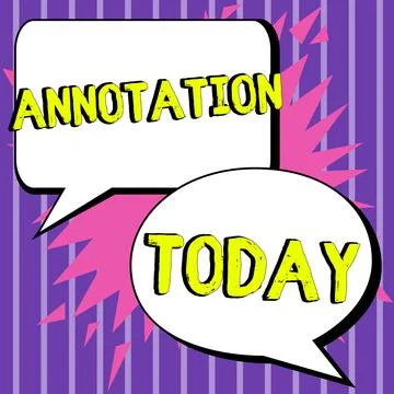 Text caption presenting Annotation. Business concept note added by way of Stock Illustration