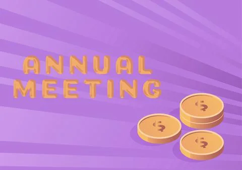 Text caption presenting Annual Meeting. Concept meaning Graphic artist Software Stock Illustration