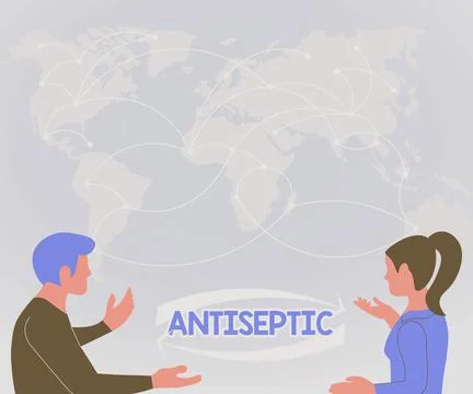Text caption presenting Antiseptic. Conceptual photo antimicrobial agents that Stock Illustration