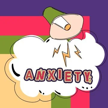 Text caption presenting Anxiety. Word for Excessive uneasiness and apprehension Stock Illustration