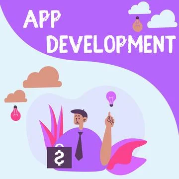 Text caption presenting App Development. Business approach Development services Stock Illustration