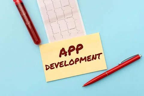 Text caption presenting App Development. Business idea Development services for Foto stock