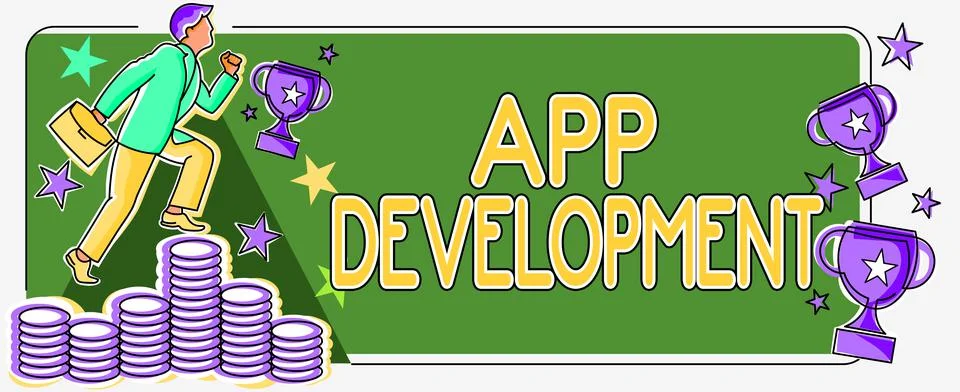 Text caption presenting App DevelopmentDevelopment services for awesome mobile Illustrazione stock
