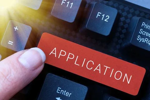 Text caption presenting Application. Business approach an order for something 库存照片