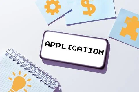 Text caption presenting Application. Business concept an order for something Foto stock