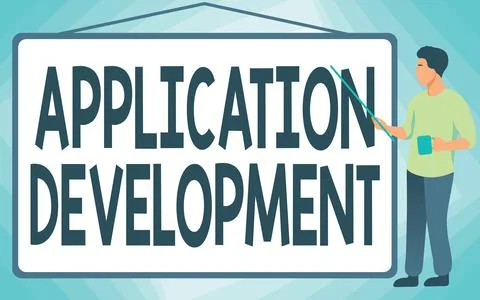 Text caption presenting Application Development. Conceptual photo creation of Illustrazione stock