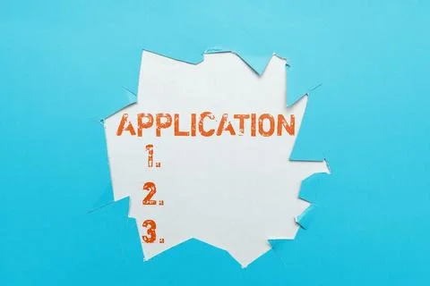 Text caption presenting Application. Word Written on an order for something 스톡 사진