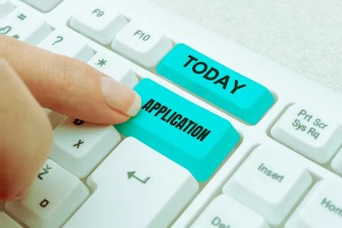 Text caption presenting Application. Word for an order for something formal and Stock Photos