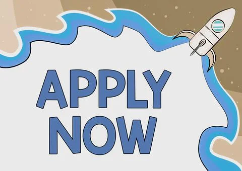 Text caption presenting Apply Now. Conceptual photo request something officially Stock Illustration