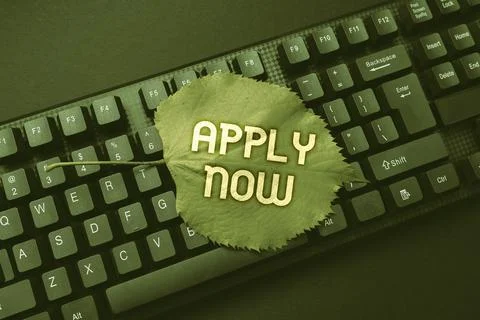 Text caption presenting Apply Now. Business approach request something Stock Photos