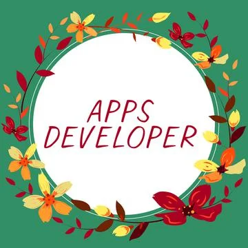 Text caption presenting Apps Developer. Business idea Setting oneself on the Stock Illustration