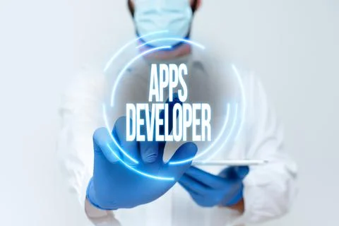 Text caption presenting Apps Developer. Business showcase Graphic artist Stock Photos