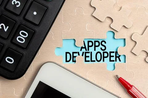 Text caption presenting Apps Developer. Concept meaning Graphic artist Software Stock Photos