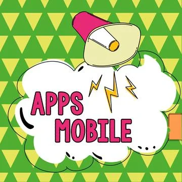 Text caption presenting Apps Mobile. Word Written on computer program designed 스톡 일러스트